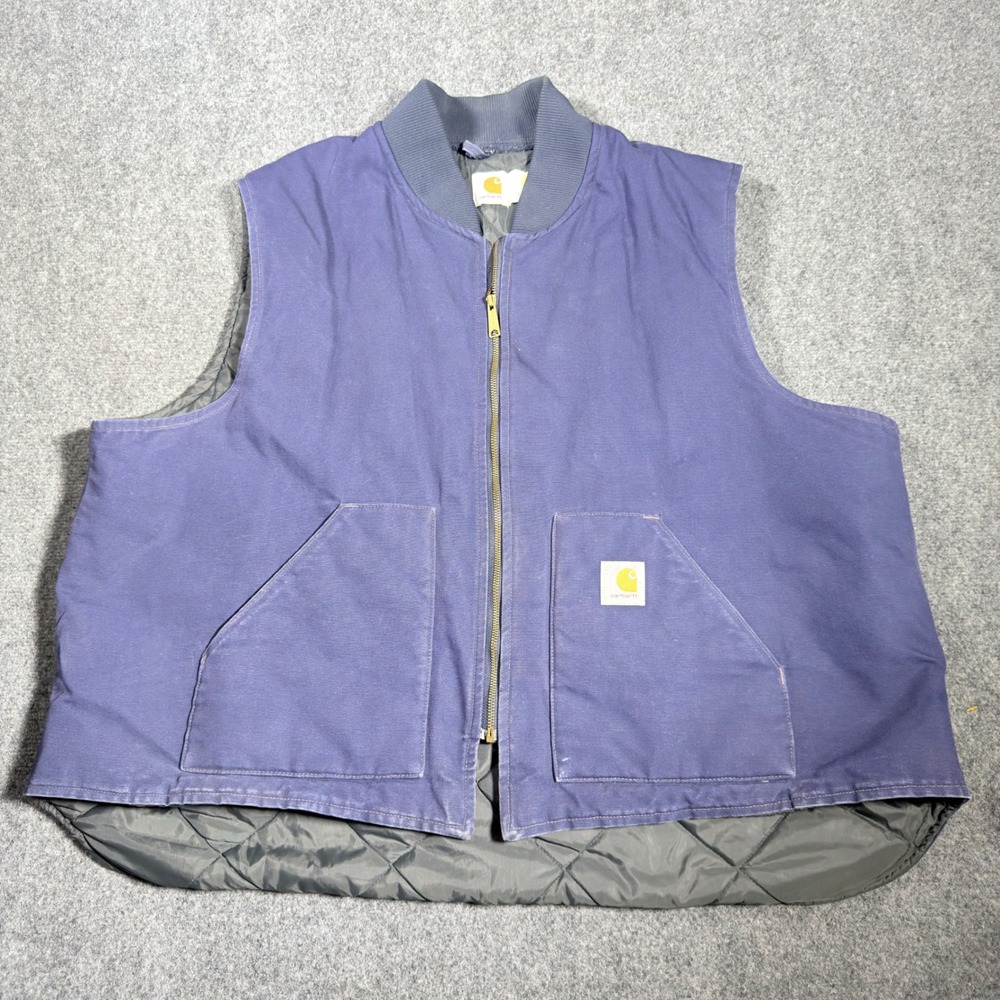 Vintage Carhartt Insulated Duck Vest Mens 4XL Blue VQ182